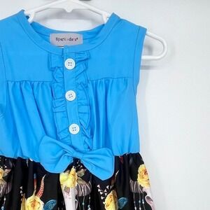 Sparkledots Dress Girls 2T‎ Blue Black Western Steer Skull Floral Ruffle Bow NEW